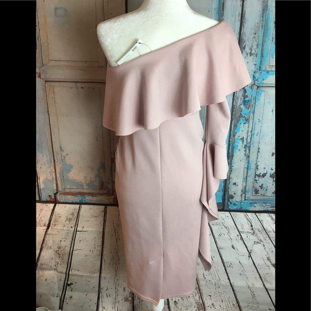 🌺SOLD🌺ASOS Mink Blush One Shoulder Ruffle Dress - Picture 4 of 7